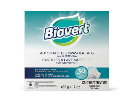 Biovert - All-in-1 Dishwasher Tabs, 30 Count For Sale