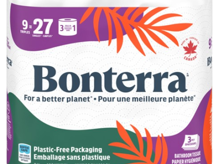 Bonterra - Bath Tissue Rolls - 3 Ply, 9 Count Hot on Sale