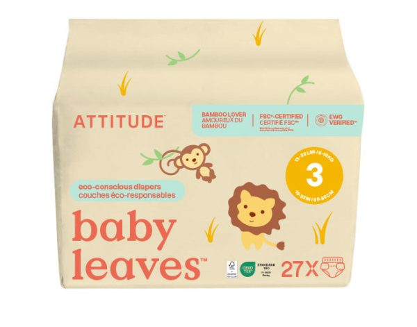 Attitude - Baby Diapers Size 3, 27 Count Supply