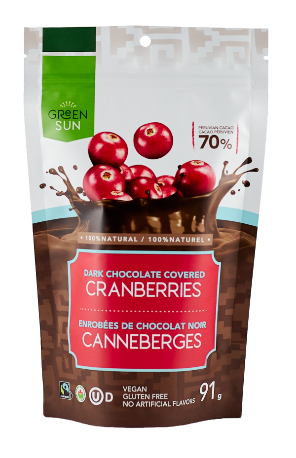 Green Sun Foods - Cranberries Dipped in 70% Dark Chocolate, 91 g Supply